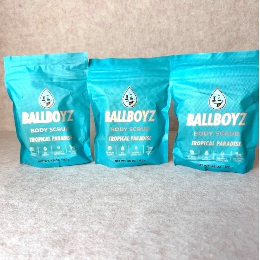Ballboyz Body Scrub Tropical Paradise 4.5oz Set of 3 Eco-Friendly Paraben Free